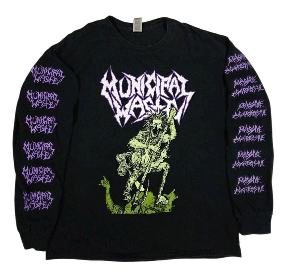 Municipal Waste Massive Aggressive Band Shirt Streetwear Skater Grunge Large